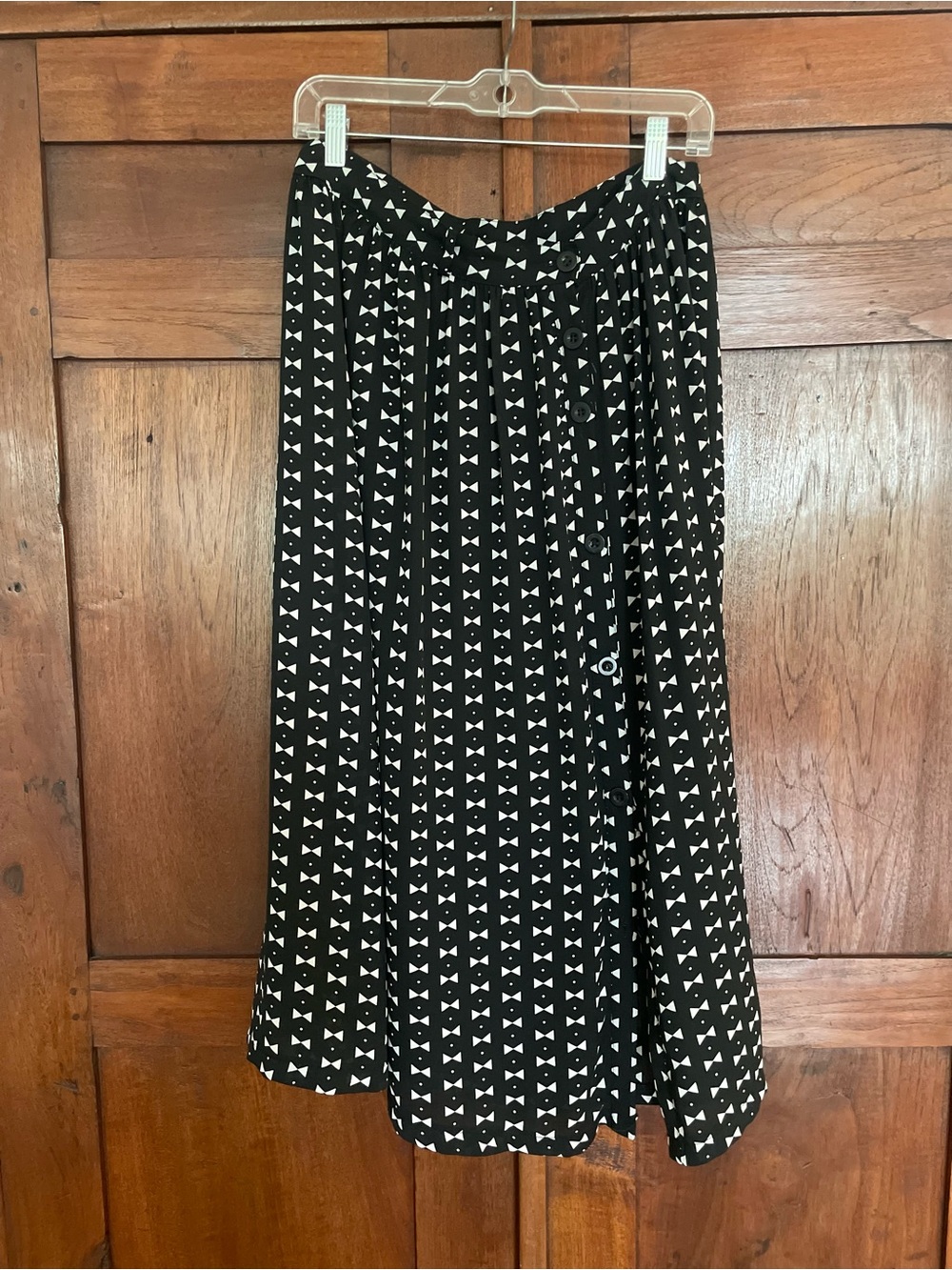 Black and White Printed A-Line Midi Skirt